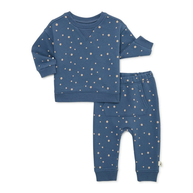 easy-peasy Baby Print Sweatshirt and Jogger Pants Outfit Set, 2-Piece, Sizes 0/3-24 Months
