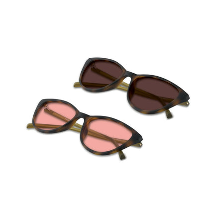 (Set) TheraSpecs Betty Migraine and Light Sensitivity Glasses | Indoor + Outdoor FL-41 Tinted Lenses | Pecan Brown Tortoise Frame