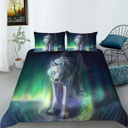 Home Textiles Wolf Printed Quilt Cover Bedding Cover Set Luxury Bedroom Decor,Queen (90"x90")