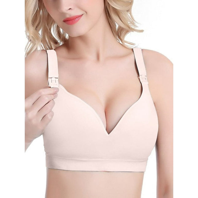 DAKIMOE Maternity Nursing Wire-Free Bra Breastfeeding Bralette, Carnation, S