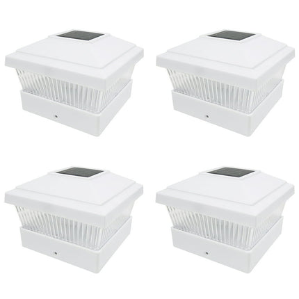 iGlow 4 Pack Copper / White Outdoor 5 x 5 Solar LED Post Deck Cap Square Fence Light Landscape Lamp Lawn PVC Vinyl Wood