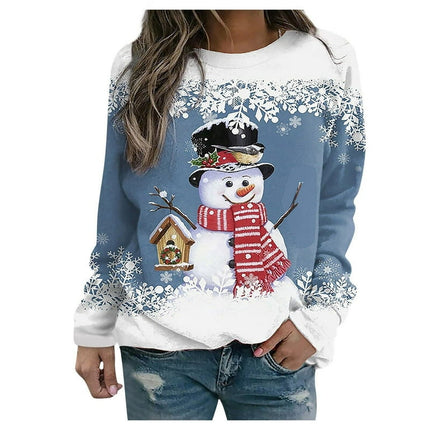 jsaierl Christmas sweatshirts for Women Long Sleeve Graphic,Womens Christmas Tops Cute Snowman Sweatshirts Casual Long Sleeve Crewneck Loose Pullover Tops