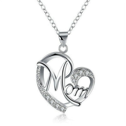 lzndeal Love Mom Necklace Jewelry Mum Letters Heart Pendant Necklace Mother Day Gift New
