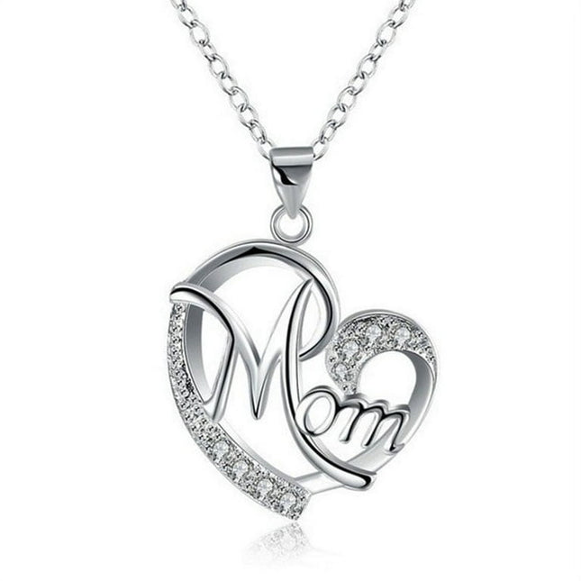 lzndeal Love Mom Necklace Jewelry Mum Letters Heart Pendant Necklace Mother Day Gift New
