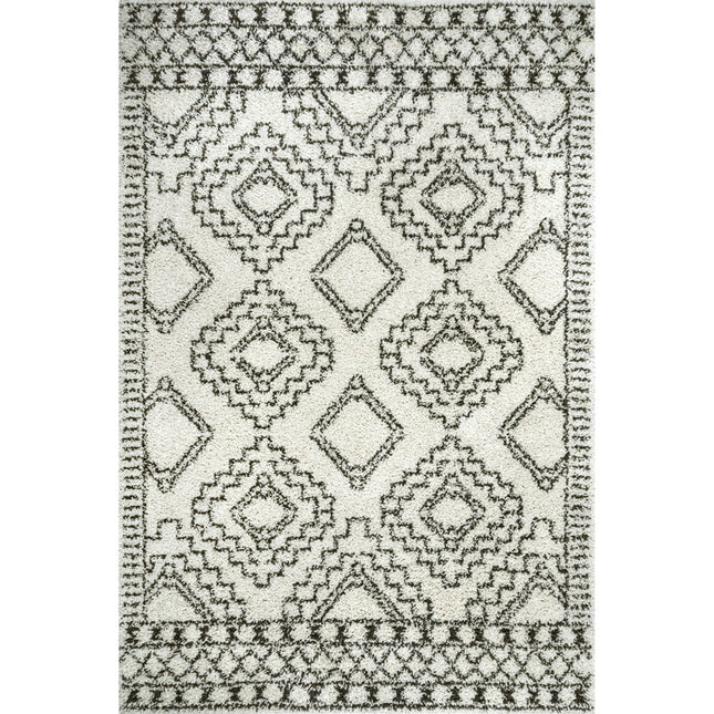 nuLOOM Lacey Moroccan Geometric Shag Area Rug, 7' 10" x 10', Off White