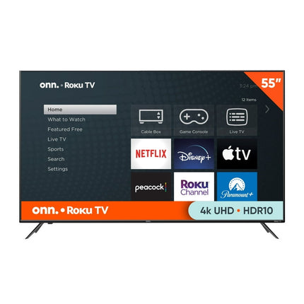 onn. 55” Class 4K UHD (2160P) LED Roku Smart TV HDR (100012586)