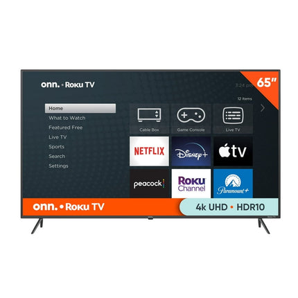 onn. 65” Class 4K UHD (2160P) LED Roku Smart TV HDR (100012587)