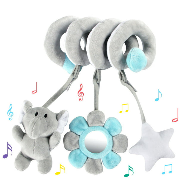 vocheer Baby Car Seat Toy, Plush Hanging Spiral Activity Toy for Stroller crib, Elephant